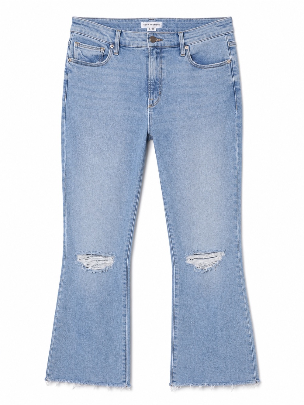 Good American Light Blue Distressed Flare Jeans - Women